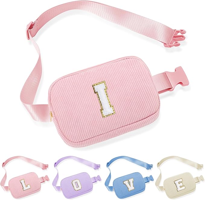 YOOLIFE Sling Bag for Kids, Birthday Gifts for Teen Girl, Crossbody Bag for Teen Girls Kids, Initial Small Fanny Packs for Women Friend, Gifts for Friends (Pink I)