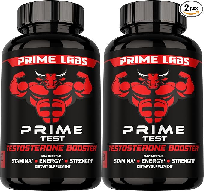 Prime Labs Testosterone Supplement for Men (2-Pack) - Stamina, Endurance, Energy, & Strength - Men's Testosterone Booster & Workout Supplement - 120 Caplets