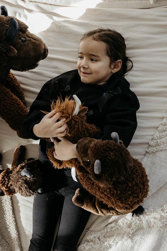 The Petting Zoo Bison Stuffed Animal, Gifts for Kids, Wild Onez Zoo Animals, Sitting Bison Plush Toy 12 inches