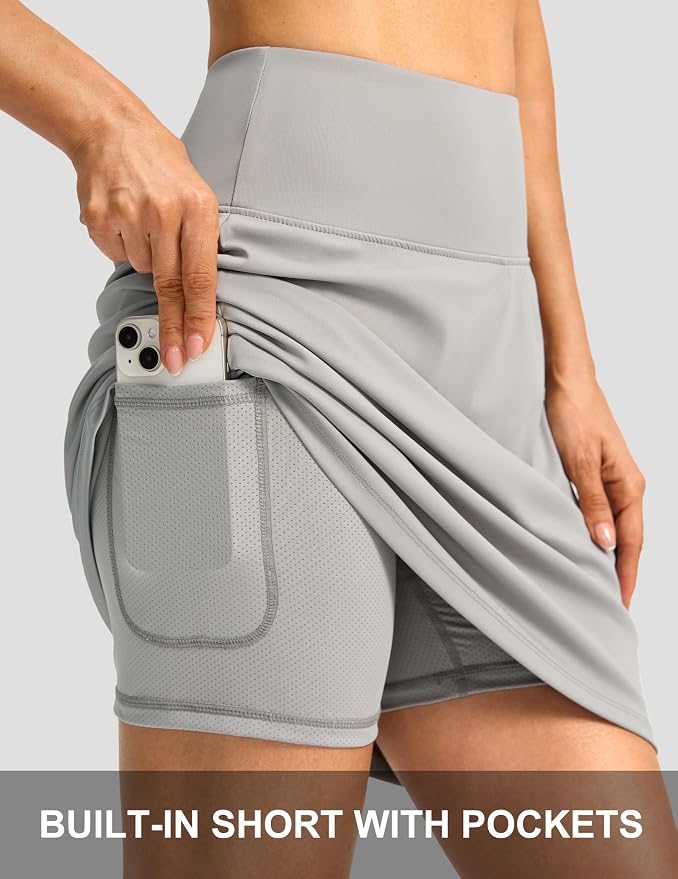 G Gradual 19" Skorts for Woman with Pockets High Waist Golf Skirt | Lightweight, Stretchy, Breathable, Tummy Control, Built-in Shorts, Athletic, Tennis, Pickleball, Casual Summer