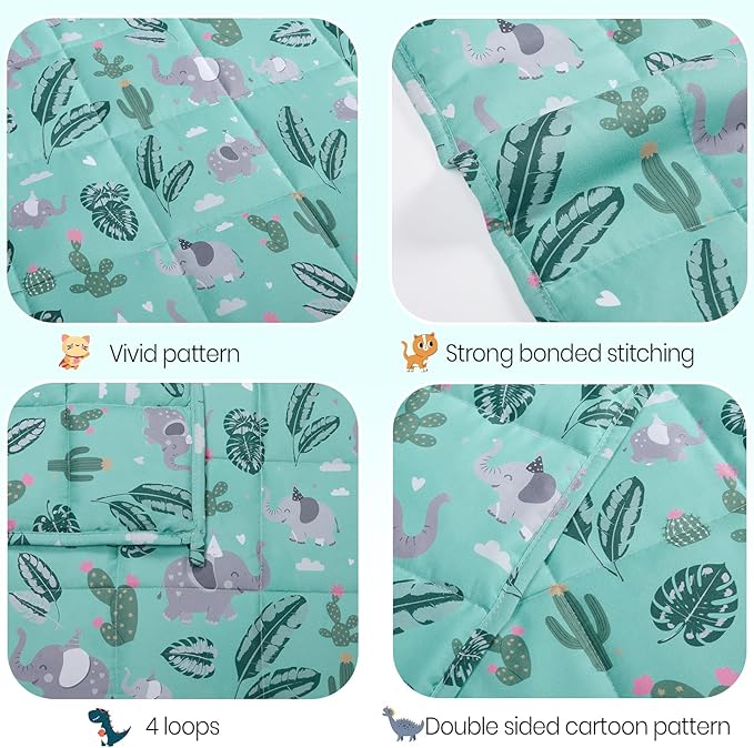 Weighted Blanket - 7 lbs Green Bush Heavy Blanket - Small Size Breathable Lap Blanket(41"x60", 7 lbs)