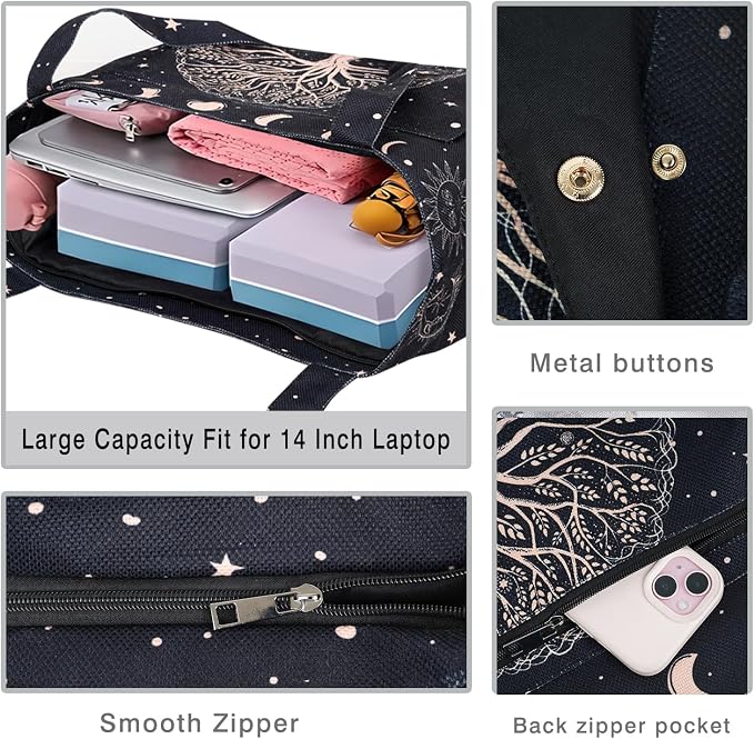 Yoga Mat Bag Yoga Bags and Carriers Fits All Your Stuff Yoga Tote Bag with Zipper Pocket Yoga Mat Carrier Pilates Bag Take in Out Mat Easily