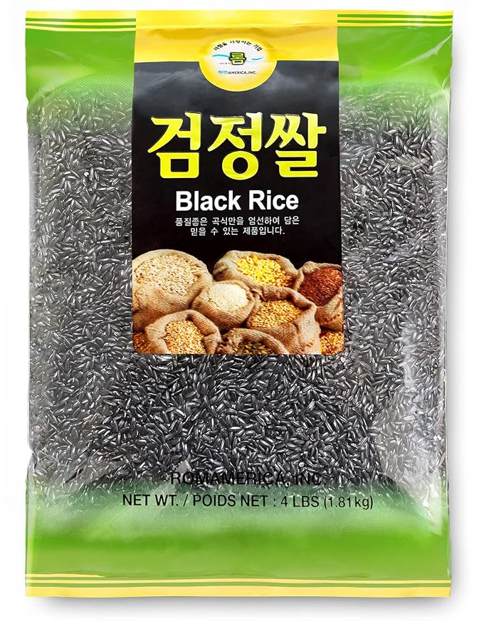ROM AMERICA (4LB) Black Rice Forbidden Rice for Asian Cooking | Korean Purple Rice Whole Grain Medium Grain - Healthy Superfood, Packed with Nutrients –검정쌀 Geomjung