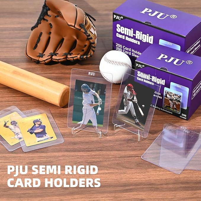 100ct Semi Rigid Card Holders & 100ct Card Sleeves for PSA, SGC, BGS, CSG Graded Card Submissions, Semi Rigid Baseball Cards Sleeves Protectors, PSA Graded Trading Cards Sleeve