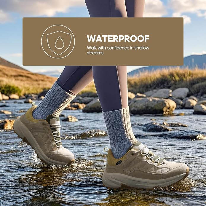 NORTIV 8 Women's Waterproof Leather Hiking Shoes | Arch Support Outdoors Walking Trekking Camping Tennis Workout Cross Training Sneakers Wicklow