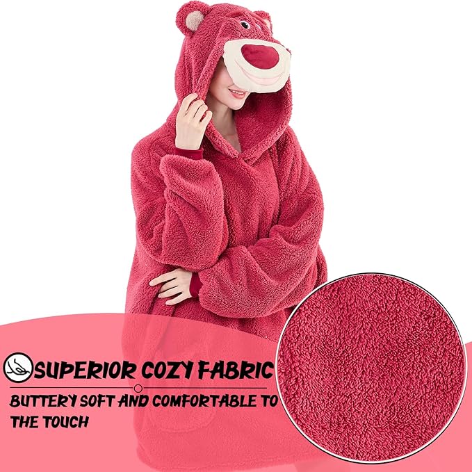 NEWCOSPLAY Wearable Blanket Hoodie Sherpa Hoodie Blanket for Women Men Warm Oversized Sweatshirt with Pockets