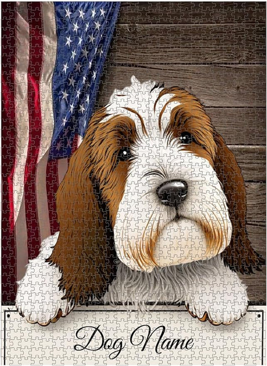 Custom Wooden Jigsaw Puzzles with Your Dog's Name on Basset Griffon Vendeen Art Print - 300 500 1000PCS Puzzles Game and Home Wall Decor
