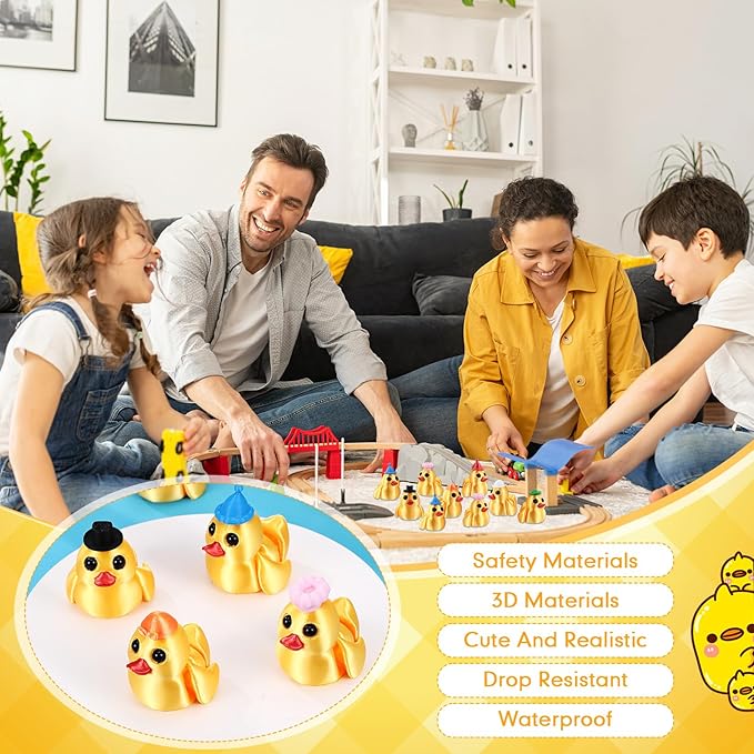 Honoson 12 Pcs 3D Printed Fidget Toy 3D Printed Duck Small Animal Toy Flexible Cute Articulating Pet Stress Relief Fidget Toys for Play and Display(5cm)