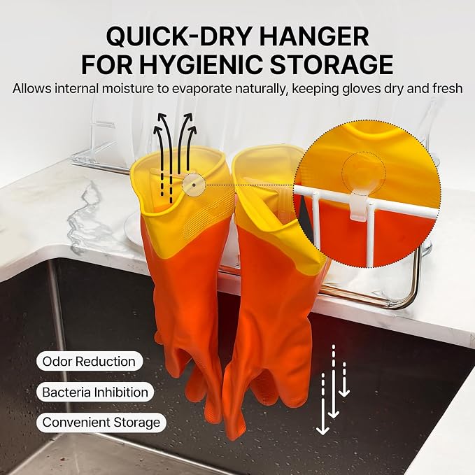 USE FUN Kitchen Rubber Gloves – 100% Natural Latex, Durable Non-Slip Waterproof Dishwashing Gloves, M/L/XL