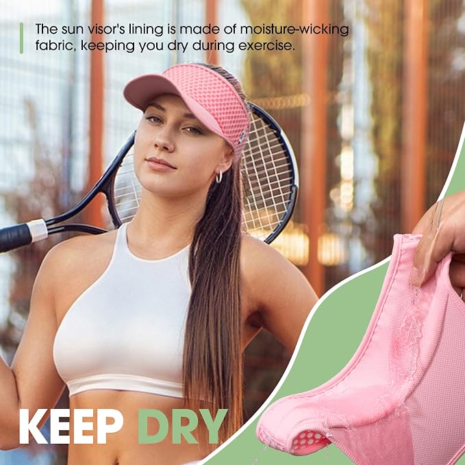 Breathable Mesh Sun Visor Lightweight Sport Hat for Men Women | Adjustable Elastic Machine Washable Moisture Wicking Quick Dry Comfortable Sun Protection for Golf Running Tennis Hiking