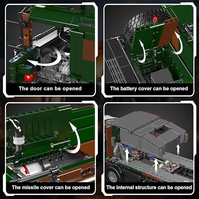 Mould King 20045 Military Vehicles Building Blocks Set, RC Heavy All-Terrain Vehicle Box-Style 8X4 Missile Army Truck with 4 Motors, Gift for Age 14+/Adult Collections Enthusiasts(4854+ Pieces)