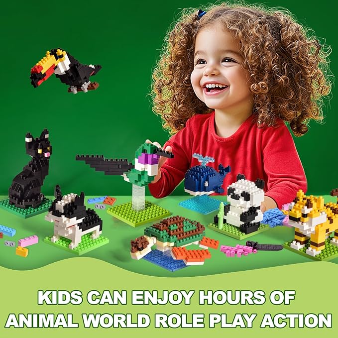 FUN LITTLE TOYS Party Favor for Kids Building Set, Mini Animals Building Blocks Sets Goodie Bags Stuffers for Kid, Small Toy Prizes, 12Pack Kit Birthday Party Favor Gifts Toys for Ages 8-13