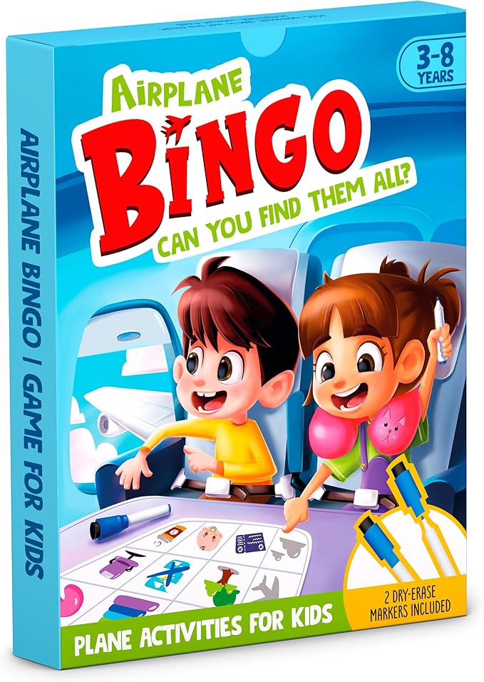 WELL BALANCED Airplane Games - Airplane Bingo Travel Essentials Kids Activities 3-8 Year Old, Must Haves