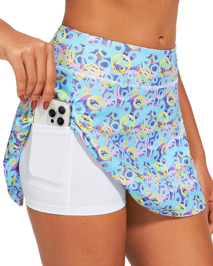 Stelle Women's Tennis Golf Skirts High Waisted with Pockets Inner Shorts for Athletic Skorts Sports Running Pickleball