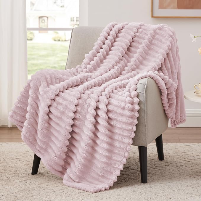 EXQ Home Gentle Soft Fleece Throw Blanket – Cozy Lightweight Blanket for Couch Bed – All-Season Warm Fuzzy Flannel Blanket for Women Mom Her – Gifts for Birthday(60"x80",Purplish Pink)
