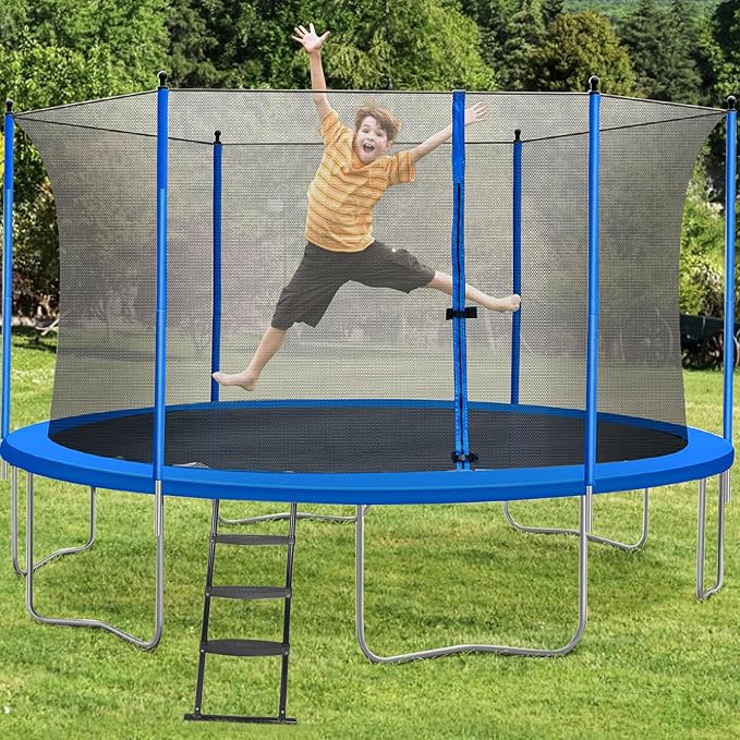 Gardenature Trampoline Ladder 3 Step with Wide Flat Steps, Universal Trampoline Stairs for Kids, Rust-Resistant Heavy Duty Trampoline Accessories for 10 12 14 16 FT Round & Rectangle Frames, Black