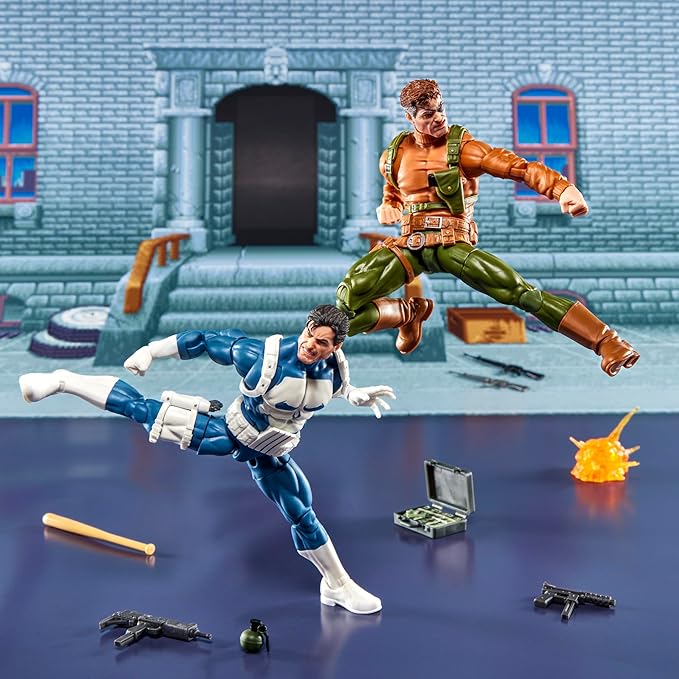 Marvel Legends Series Gamerverse Punisher & Nick Fury, Retro Video Game-Inspired Collectible 6-Inch Action Figures
