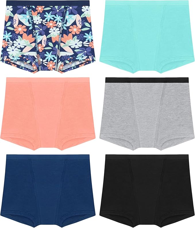 Hanes Girls' Period Underwear Boxer Briefs, Comfort Period Boxer Brief Panties for Girls, Moderate Protection