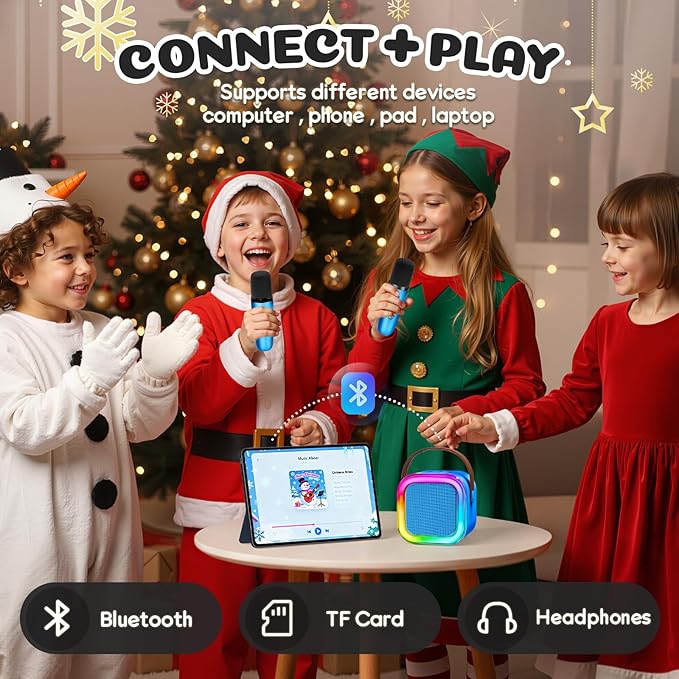 Karaoke Machine for Kids, 2026 TOP Toys Birthday Gifts Ideas for Girls Ages 4, 5, 6, 7, 8, 9, 10, 12+ Years Old, Portable Mini MP3 Player with 2 Wireless Mics for Party