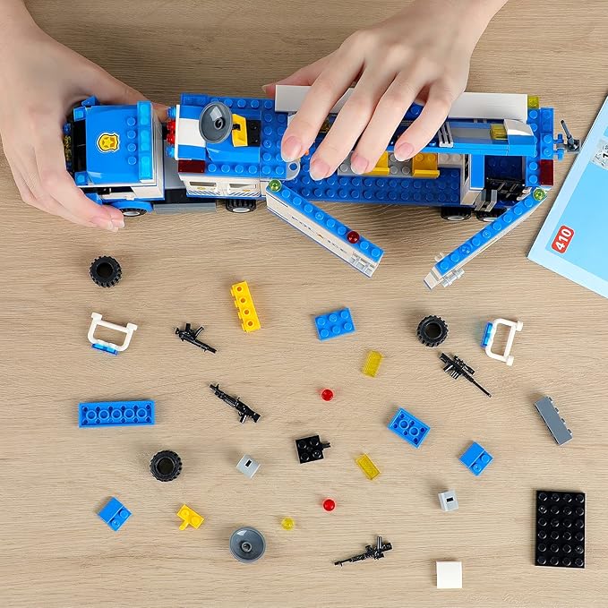 City Police Mobile Command Center Truck Building Blocks, Mobile Police Unit with Prison , Cop Cars STEM Construction Toy Kit , Birthday Xmas Gifts for Kids, Boys, and Girls Ages 6+ (484 Pieces)