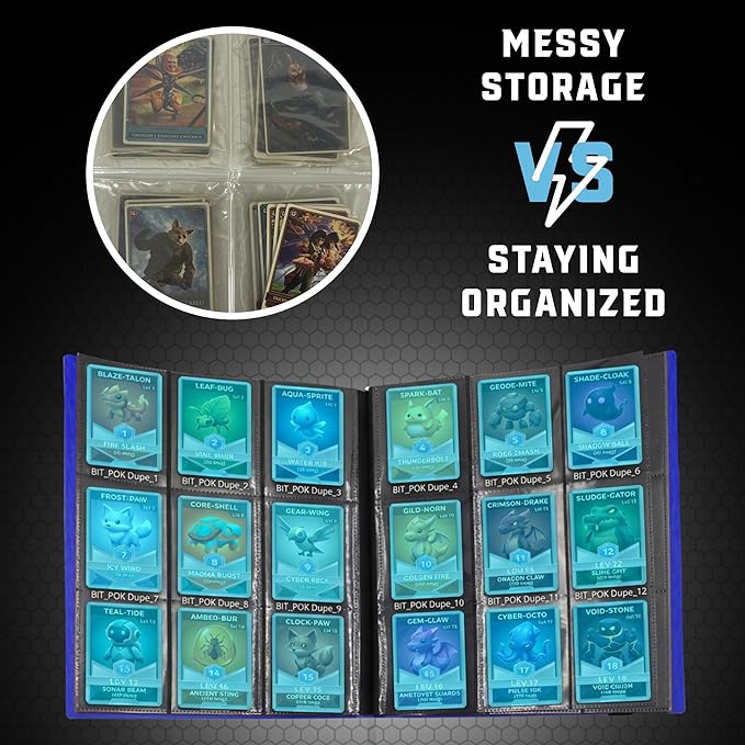 CardGuard Trading Card Binder Pro-Folio – 9 Pocket Binder - Side-Loading Album, Durable & Acid-Free Storage for Pokémon, YuGiOh, MTG, TCG, Game & Sports Cards, Blue