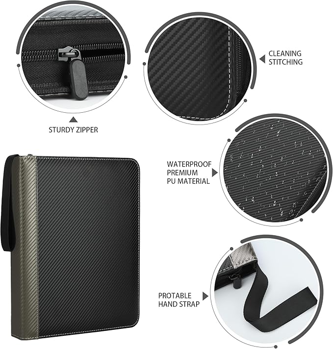 9 Pockets Trading Card Binder with Sleeves Card Organizer, 900 Double Sided Pocket PU Card Collection Binder, Baseball Binder,for Sports Card, MTG, TCG Yugioh Card (Gray)
