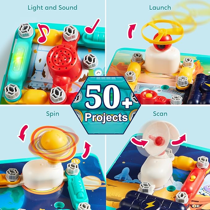 Klever Kits 50+ Projects Space Circuits - Electronics Kit for Kids with 46+ Components, Electronic STEM Toy Educational Science Kits for Kids Aged 5 6 7 8+