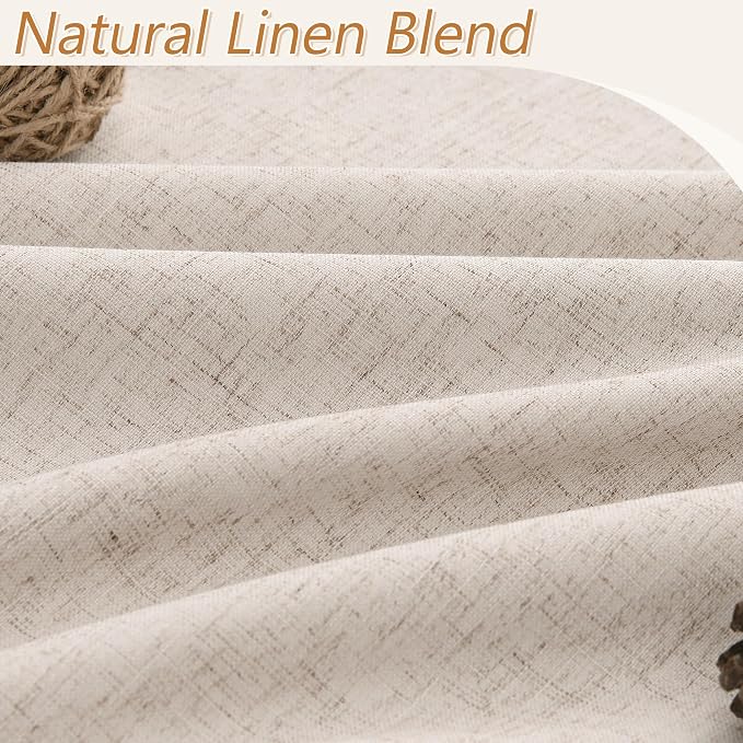 Guken Oatmeal 100% Blackout Curtains 102 Inch Length 2 Panels Set for Living Room Bedroom Back Tab Thermal Insulated Black Out Linen Drapes Room Darkening Window Curtains 102 Inches Long