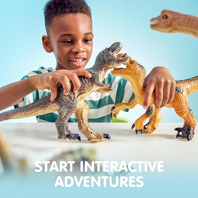 JOYIN Big Dinosaur Toys for Toddlers, 6 Piece Large Soft Dinosaur Figures with an Educational Book, Jumbo Realistic Toys for Boys and Girls Gift, Kids Ages 1 2 3 4 5