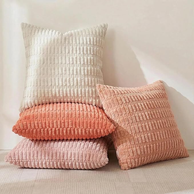 Fancy Homi 4 Packs Decorative Throw Pillow Covers for Living Room Couch Bed, Modern Farmhouse Boho Home Décor Accent Cushion Case, 20" x 20", Pink Series