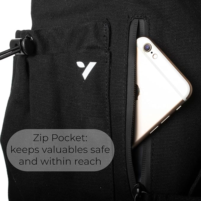 VOORAY Avani Yoga Mat Bag with Adjustable Shoulder Strap, Phone Pocket and Water Bottle Holder, Use for Retreats, Commutes, Travel and Storage, 15L Size fits Most Standard Mats - Black