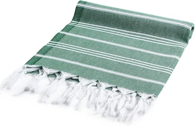 Cacala 100% Turkish Cotton Kitchen Tea Towels, Highly Absorbent Luxury Soft Quick Drying Dish Towel with Hanging Loop for Gym, Yoga, Bath, Sports, Cleaning and Kitchen (23 x 36), Army Green