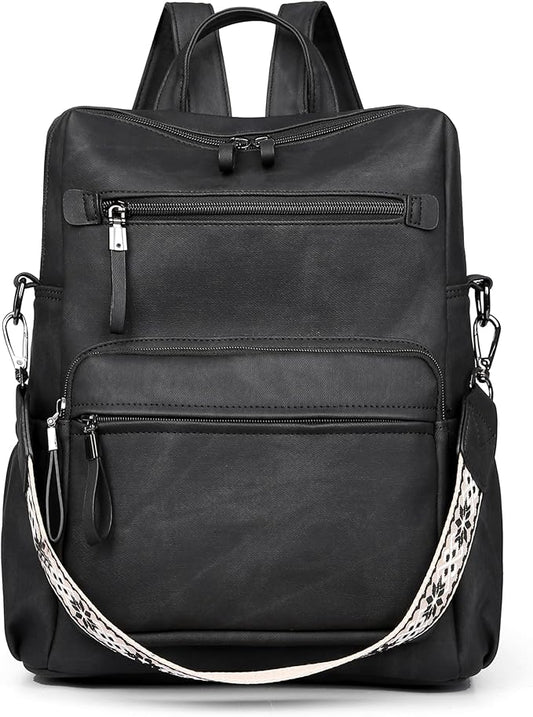 Backpack Purse for Women, Pu Leather Designer Travel Backpack, Fashion Work Ladies Shoulder Bag Handbag