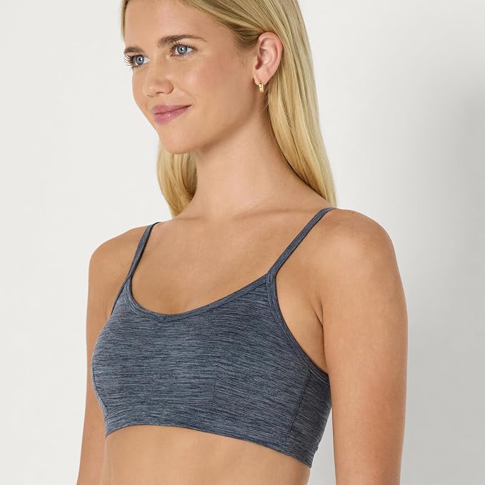 Amazon Essentials Women's Active FormFlex Buttery Soft Light Support Heathered Spaghetti Strap Yoga Sports Bra