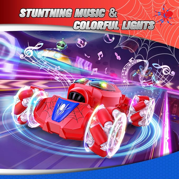 Spider Gesture Sensing RC Stunt Car Toys for Age 6-8-12 Boys & Girls, 4 WD 2.4Ghz Double Sided 360° Rotating Hand Controlled Remote Control Twist Cars, Cool Birthday presents and Ideas Gifts for Kids