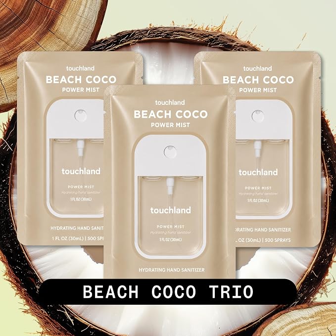 Touchland Hand Sanitizer Spray, Beach Coco Trio - 3 x 1 FL OZ