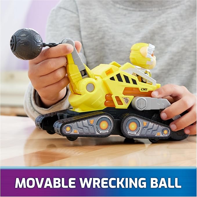Paw Patrol: The Mighty Movie, Construction Toy Truck with Rubble Mighty Pups Action Figure, Lights and Sounds, Kids Toys for Boys & Girls 3+