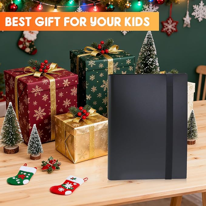 Trading Card Binder 9 Pocket, 360 Card Waterproof Folder with Side Loading Sleeves, Sturdy Card Collection Album for MTG, TCG, Game Cards & Sports Cards, Black