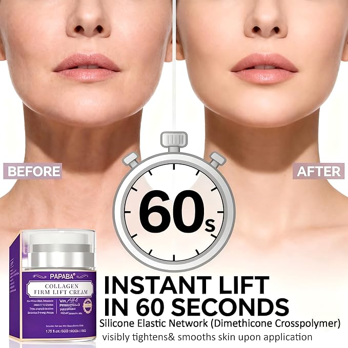 Instant Face Lift Cream Neck Firming Tight Moisturizer Women Men- Collagen & Tripeptide AH-8 Updated Formula For Eye Décolleté Firming Cream for Visible Tightening -Sensitive Skin - Day & Night