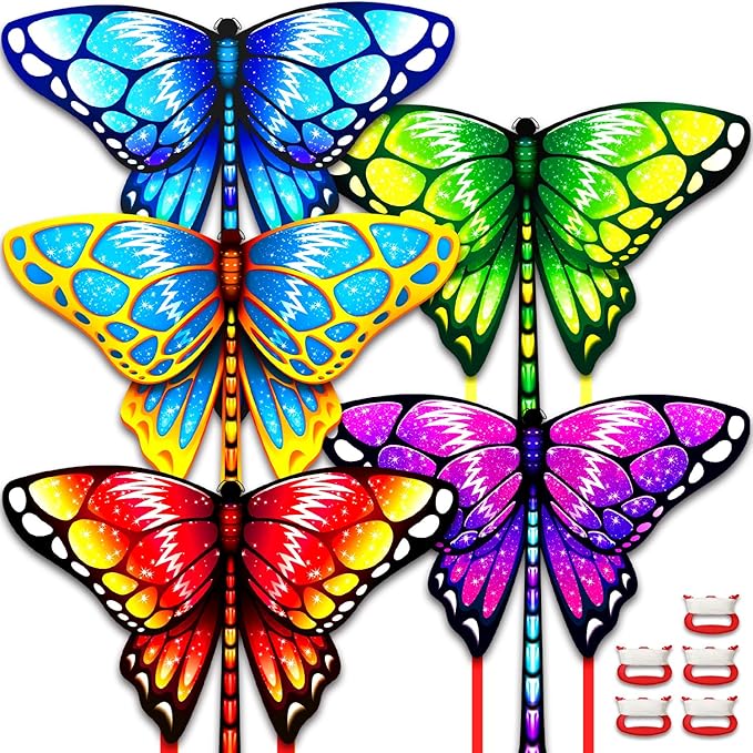 Kite for Kids Ages 4-8 8-12 & Adults, Shark & Dragon & Unicorn & Butterfly Kites Flying Toys, Easy to Fly Big Kite with 328FT String Easter Gift for Boys Girls Beach Park Outdoor Party Activities