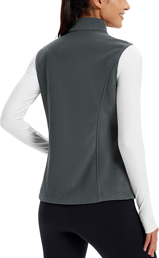 TACVASEN Women's Fleece Vest Lightweight Sleeveless Zip Jacket Outerwear | Soft Polar,Zipper Pockets,Stand Collar,Fall Winter Warm,Outdoor,Athletic,Running,Hiking,Travelling,Golf,Work