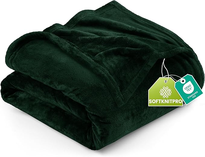 Utopia Bedding Soft Fleece Bed Blanket Queen Size Forest Green (90x90 Inch) | Microfiber Plush Warm Lightweight Breathable Cozy Blanket Anti-Static, All Season Use, Gift for Women and Men