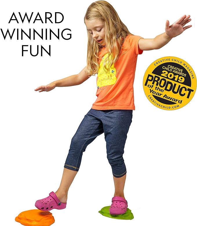 NATIONAL GEOGRAPHIC Stepping Stones for Kids – 10 Soft Durable, Encourage Toddler Balance & Gross Motor Skills, Indoor & Outdoor Toys, Balance Stones, Obstacle Course (Amazon Exclusive)