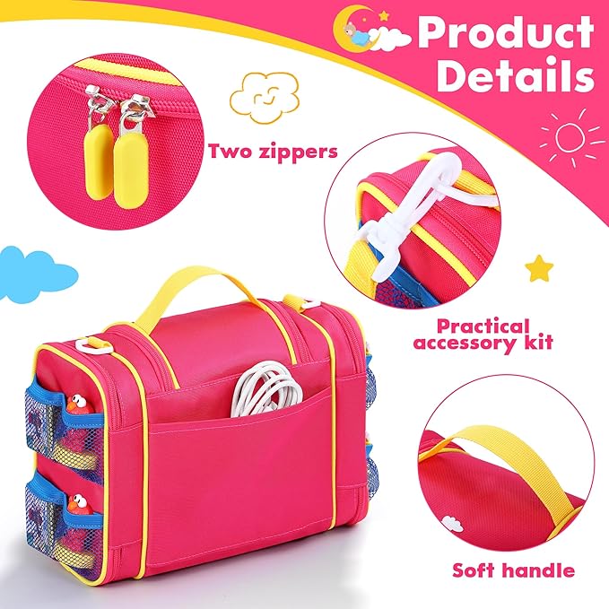 Carrying Case Compatible with Little Tikes Story Dream Machine Books Starter Set and Character, Portable Storage Carrier Bag for Travel and Home Storage (Red)