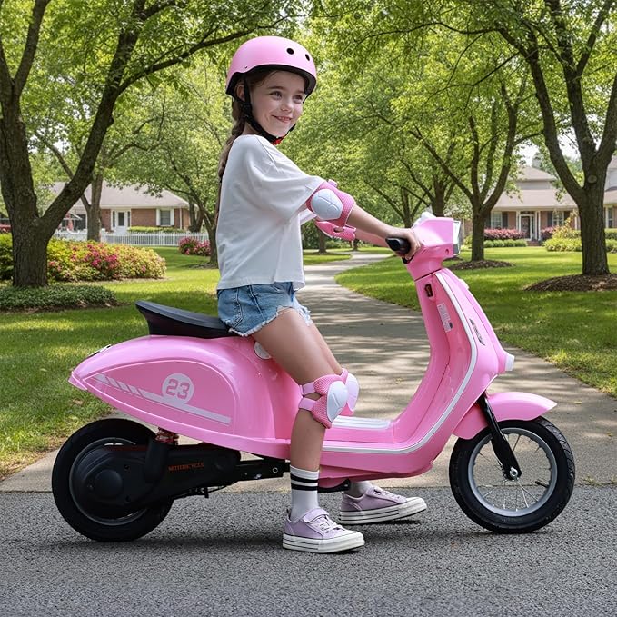 Kids Motorcycle, 2 Wheel Electric Motorcycle for Girls Ages 8-14, 24V Ride on Toys with Music, Story, Headlight, 3 Speed Options, Up to 60min Ride Time, for Riders up to 143 lbs, Easy Assemble, Pink