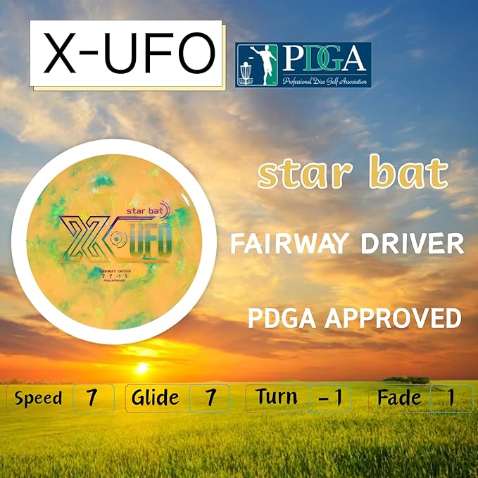 X-UFO Disc Golf Set - Disc Golf Starter Set 5 Pieces, with Putter, Driver, Mid-Range Discs, Mini Discs, 170-180 Grams,PDGA Certified Golf Disc (Set 2)