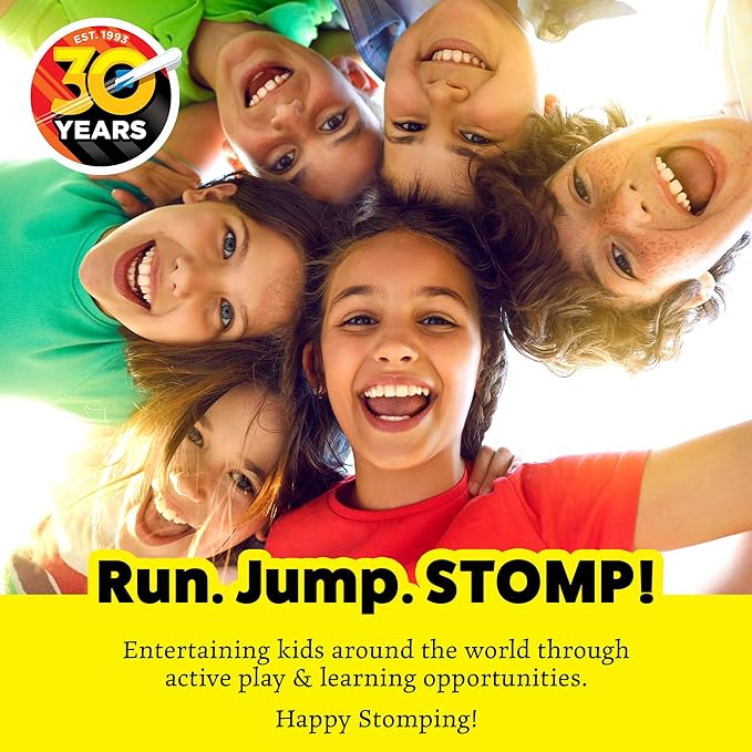 Stomp Hopper Pogo Stick - Jump, Bounce & Squeak Foam POGO Jumper for Kids - Toddler Pogo Stick with Soft Grips & Stretchy Bands - STEM Indoor & Outdoor Toys for 3-5 Year Olds