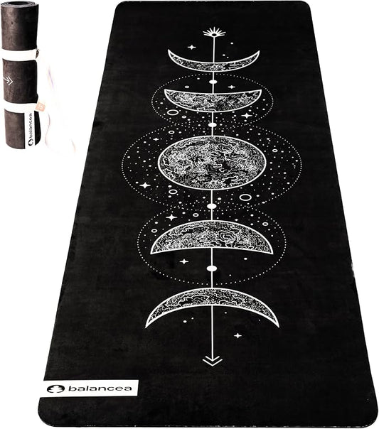 Yoga Mat With Strap 5mm Non Slip Suede & TPE - Eco-Friendly Fitness & Exercise Mat for Home Gym, Pilates, Hot Yoga, and Meditation - Lightweight Durable 72 x 24 inch Workout Mat for Women, Men