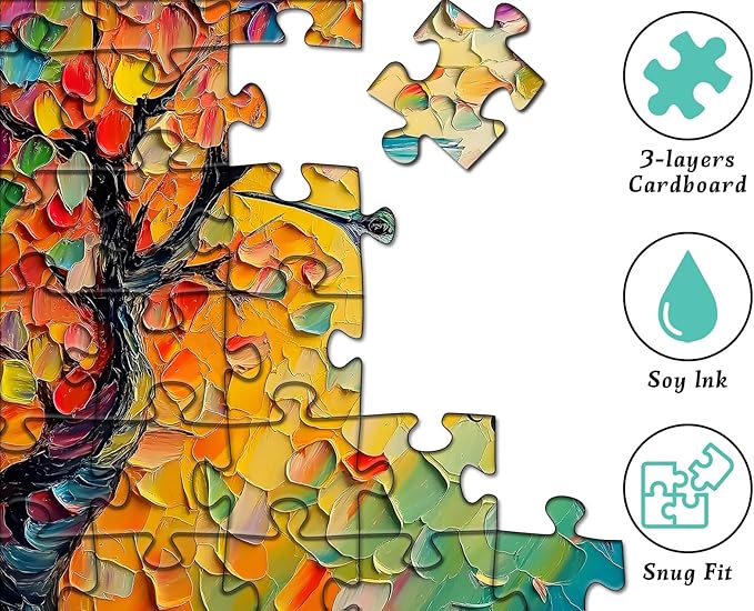 PICKFORU Hummingbird Puzzles for Adults 1000 Pieces, Nature Colorful Tree of Life Puzzle Impossible, Hummingbird Spring Jigsaw Puzzles 1000 Pieces Painting, Difficult Challenge for Adults