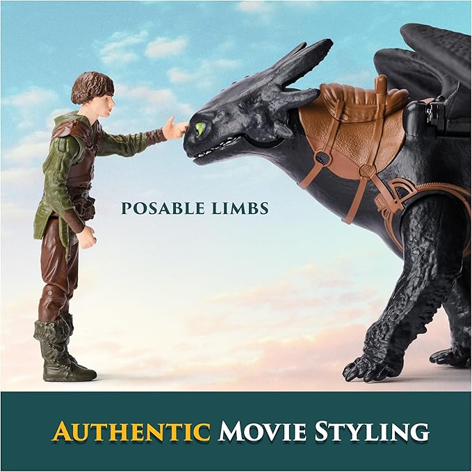 Dreamworks Dragons, How to Train Your Dragon, Toothless & Hiccup, Viking Duo Action Figures, Kids Toys for Boys Ages 4 and up